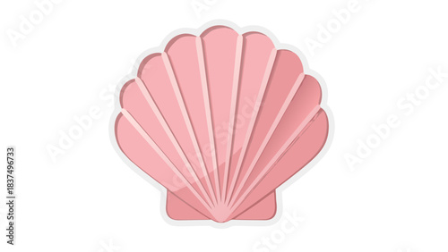 A Single Pink Scallop Shell Centered on a Black Background with Subtle Shadows Indicating Depth and Texture of the Seashell Edges