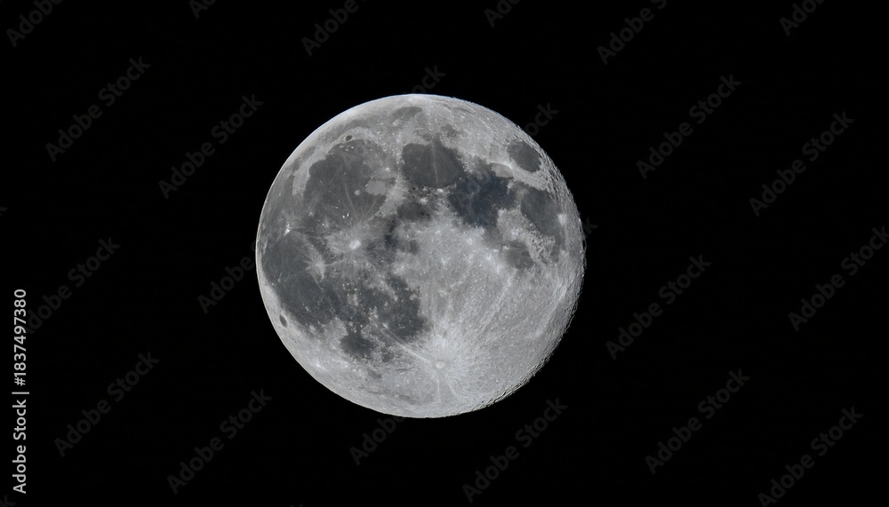 Obraz premium Full Moon In High Resolution Isolated On Black Background