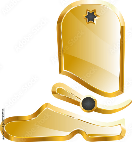 cowboy shoes gold icon. Isolated on transparent background.