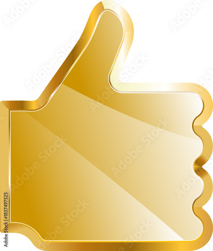 thumbs up gold icon. Isolated on transparent background.
