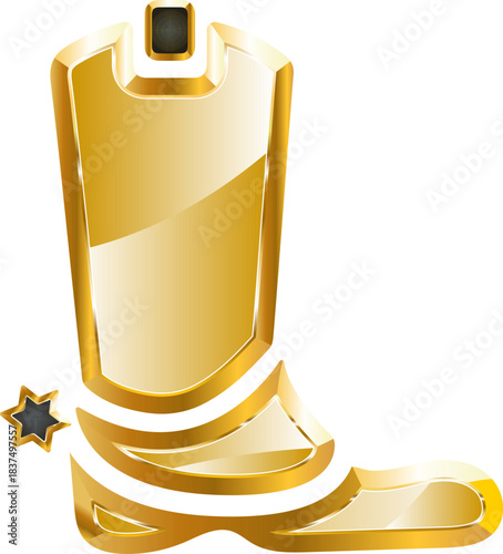 cowboy shoes gold icon. Isolated on transparent background.