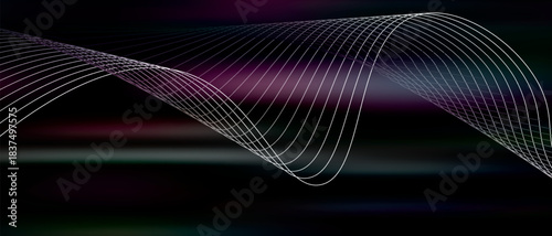 Neon square shapes lines on glowing light background, vector design