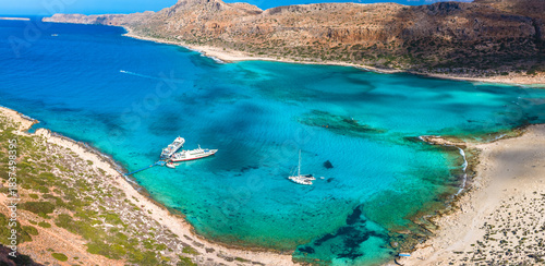 Canvastavla Amazing drone view of Balos Lagoon and white sandy beach, Crete, Greece