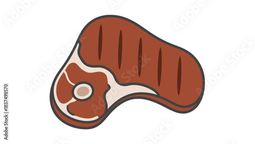 A stylized illustration of a T-bone steak with grill marks and marbling against a plain black background suitable for culinary themes