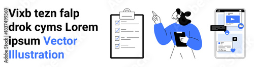 Task management, digital tools, online collaboration, productivity, data organization, workflow optimization. A person holding a clipboard and checklist alongside a digital interface. Task management