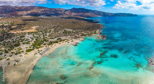 Fototapeta Naklejka Na Ścianę i Meble -  Aerial view of Elafonissi beach, Crete, Greece