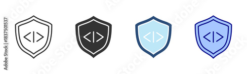Shield Icon Set. Designed In Multi Style