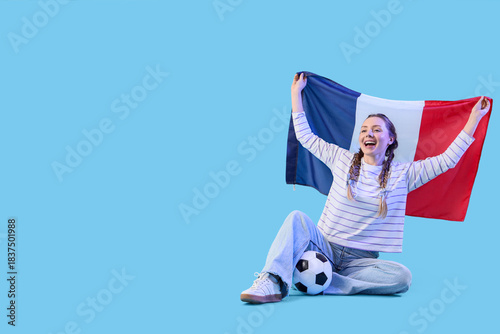 Female soccer fan with Fren...