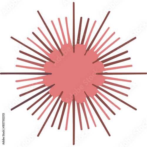 A Stylized Pink Starburst Shape with Radiating Lines on a Black Background Abstract Graphic Design Element Minimalist Geometric Pattern