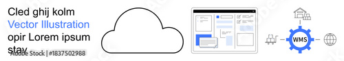Cloud storage, web development, WMS systems, data synchronization, global connectivity, IT solutions. ion of cloud, web interface and WMS. Cloud storage and web development concept