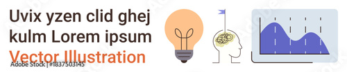 Creativity, idea generation, educational tools, data analysis, innovation, informational design. Light bulb, human brain and data graph elements. Creativity and idea generation concepts