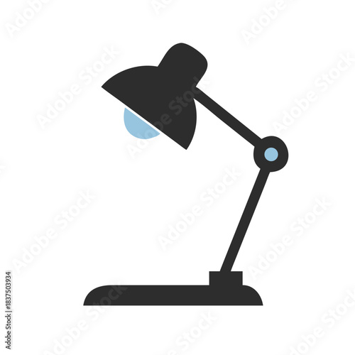 Modern Desk Lamp with Adjustable Arm and Blue Light on White Background