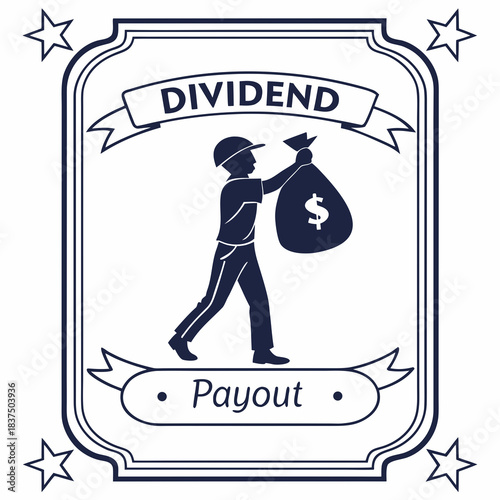 Dividend payout concept with a man carrying a money bag and stars