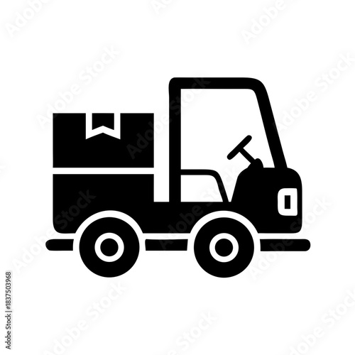 Forklift with Box on Back, Warehouse Logistics, Material Handling Equipment Icon