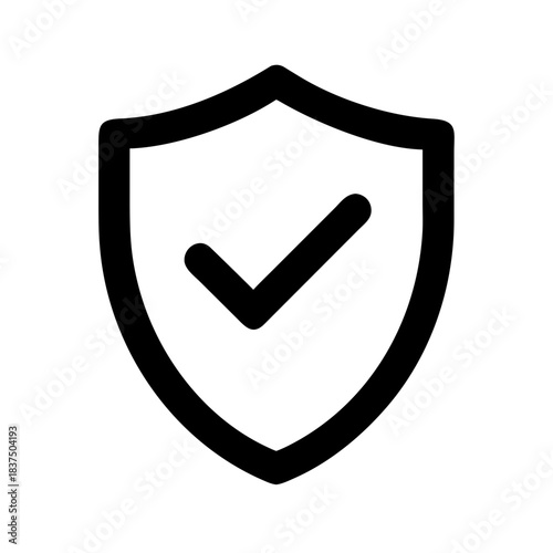 Secure Protection Icon with Checkmark for Safety and Verification Purposes Online