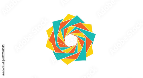 Colorful geometric spiral design with vibrant hues and artistic flair.