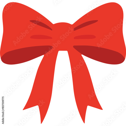 A Vibrant Red Ribbon Bow Tied Neatly Against a Solid Black Background With Subtle Shadows Emphasizing Its Three Dimensional Form and Elegant Shape