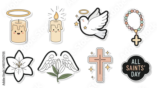 Charming religious symbols and holiday elements for a spiritual celebration