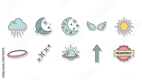 Whimsical celestial and weather icons for creative design projects