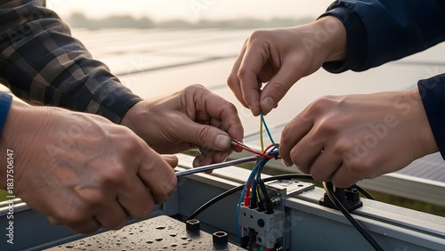Intergenerational Team Assemble Solar Panels at Renewable Energy Farm