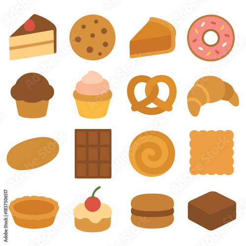 Sweet Indulgence: A tempting array of delectable pastries and baked goods. Each item in this delicious collection showcases the artistry and flavors of the pastry world.