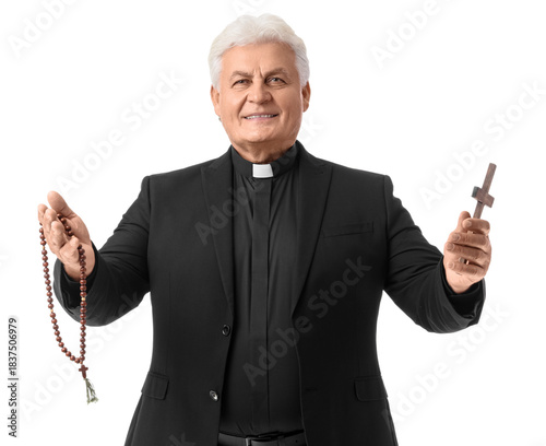 Senior priest with cross an...