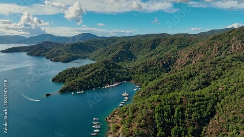 Wallpaper Mural A beautiful aerial view of Göcek showcasing its turquoise bays, marinas, yachts, and stunning Mediterranean coastline. Perfect for themes of coastal travel, luxury boating, and scenic holiday destinat Torontodigital.ca