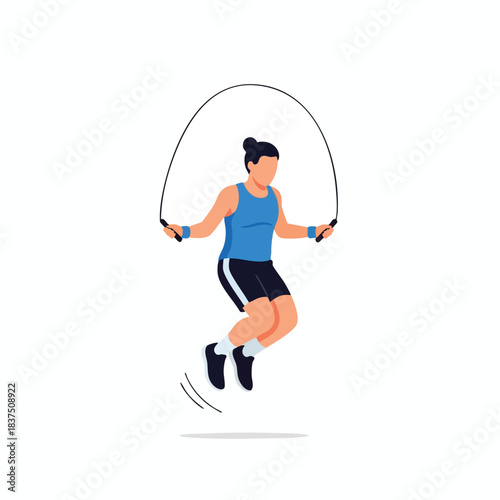 Woman Exercising with Jump Rope
