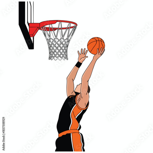 Man Scoring a Slam Dunk in Basketball Game