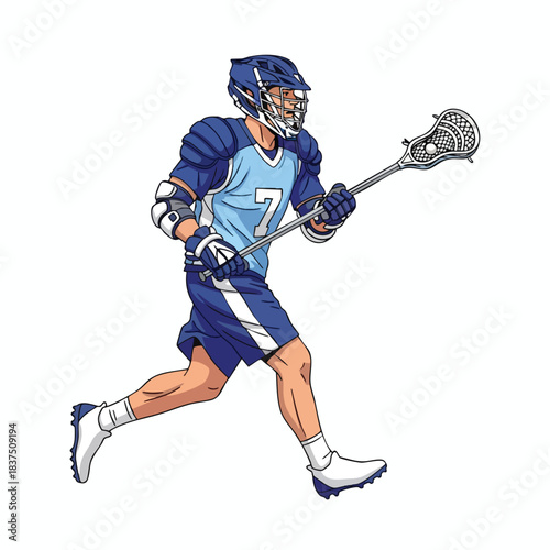 Lacrosse Player in Action with Stick