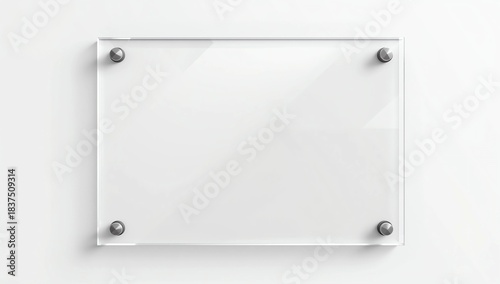 Glass plate mockup on the wall. Template for your design.3d rendering