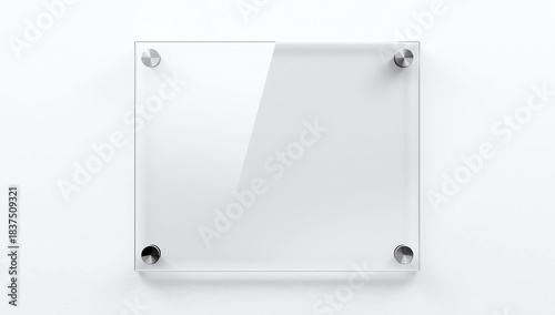 Glass plate mockup on the wall. Template for your design.3d rendering