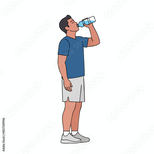 Man Drinking Water from Bottle