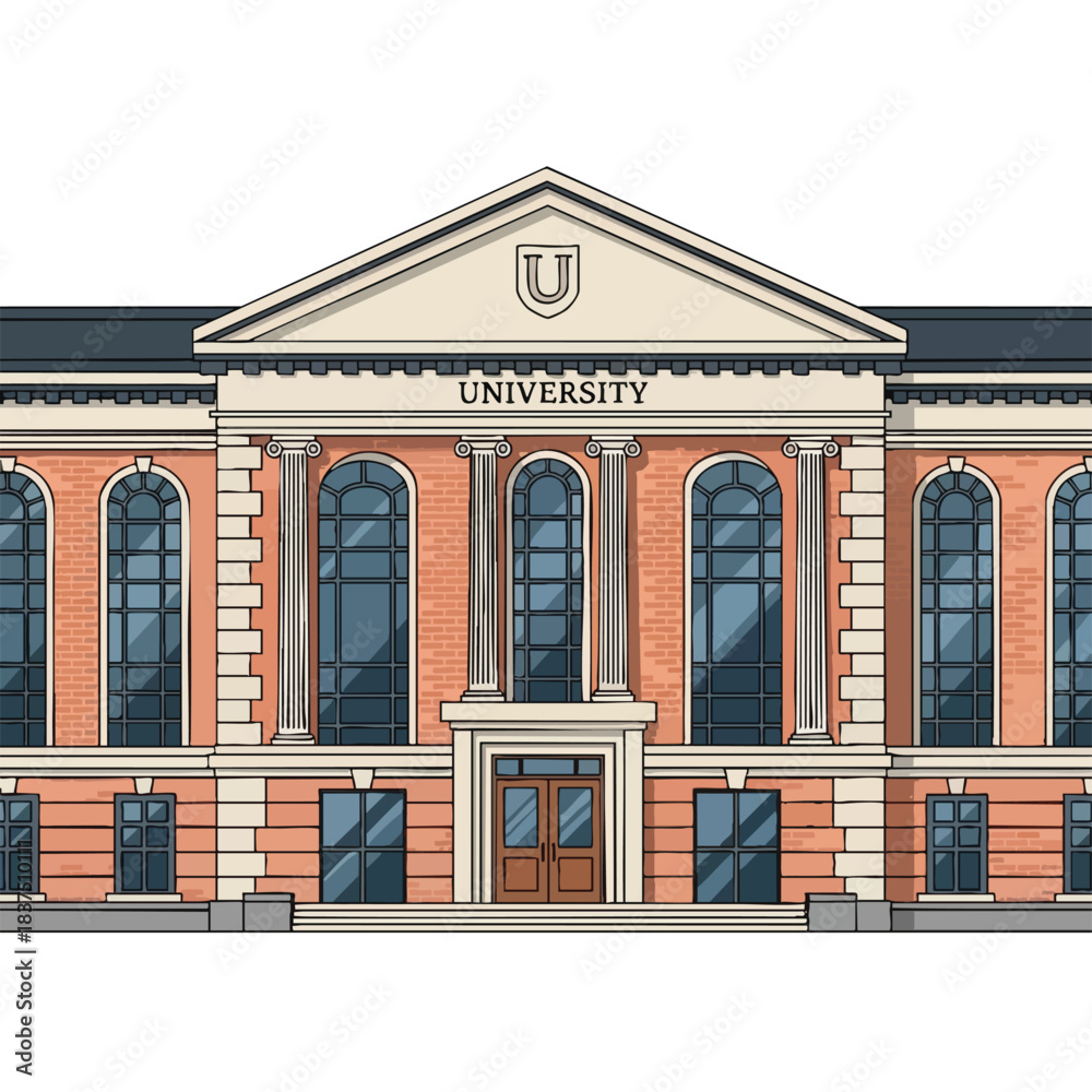 Fototapeta premium Classic University Building Illustration