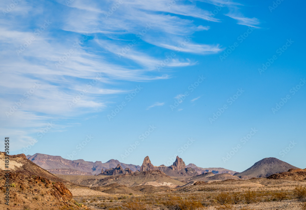Fototapeta premium Mules Ears Formation Rises From The Undulating Ridge In Big Bend