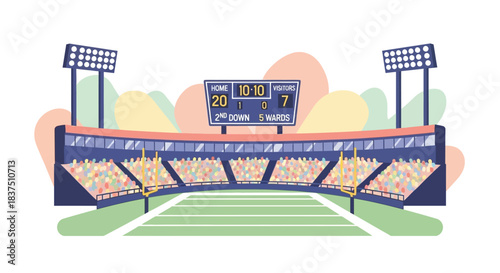 Football stadium illustration showcasing the games energy and excitement for fans.