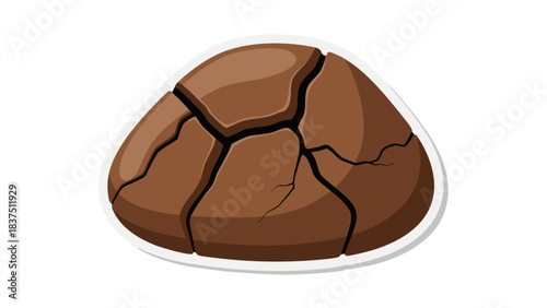 Brown Cracked Rock With White Outline Isolated On Black Background Detailed Pixel Art Style