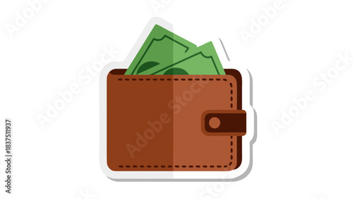 Brown Leather Bifold Wallet Filled With Stacked Green Paper Currency On A Black Background Studio Shot