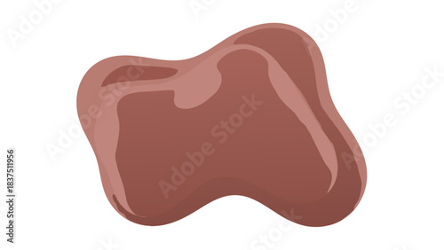 Brown Raw Meat Chunk Isolated on Black Background Minimalist Graphic Food Ingredient Object Shape