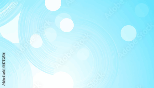 Abstract light blue background with white swirling lines, translucent circles, and a smooth gradient.