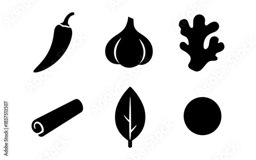 Black and white vector illustration of various cooking ingredients