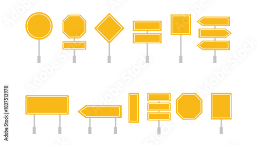 Blank Yellow Road Sign Stock Illustration – Empty Caution Sign Graphic