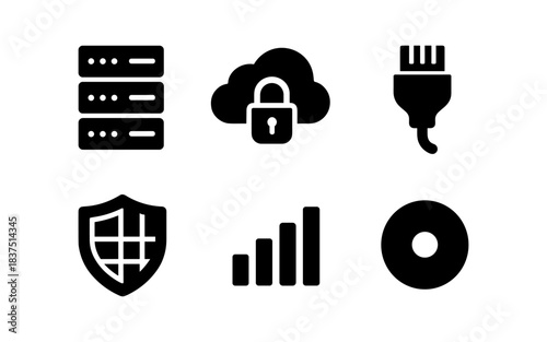 Data security and cloud computing icons in a clean, modern design
