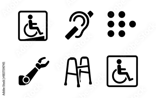Accessibility icons for disability, assistive technology, and inclusivity