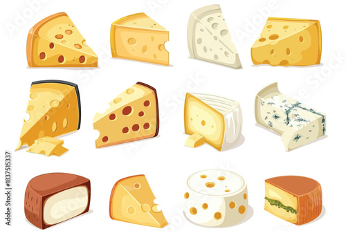 Assortment of gourmet cheesesflat minima isolated