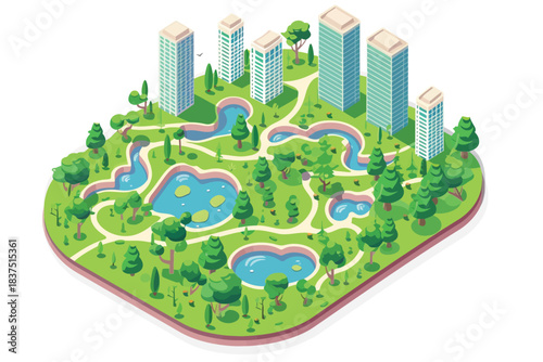 City park aerial viewstic a isolated