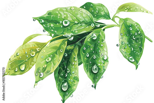 Detailed macro shots of dew on leavesfla isolated