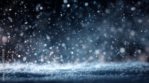 黒背景に降る雪のテクスチャ　合成用オーバーレイ素材