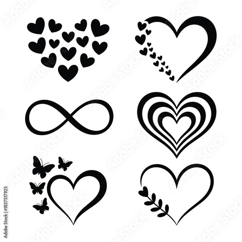 Black and White Heart and Infinity Symbol Collection