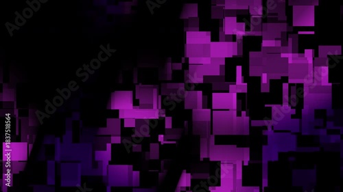 Chaotic purple and black squares collage, abstract and dynamic. Suitable for background designs, modern art prints, and creative graphic projects.